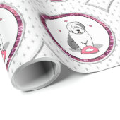 Rosa Valentine Alte englische Schafhunde Hund Grau Geschenkpapier (Rolleneckpunkt)