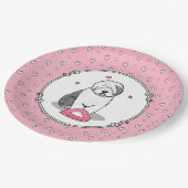 Rosa Valentine Alte englische Schafhunde Hund Grau Pappteller (Schrägansicht)