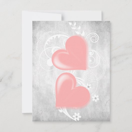 Rosa Valentine Hearts Flat Note Card Mitteilungskarte (Rückseite)
