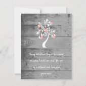 Rosa Valentine Hearts Tree Flache Note Card Mitteilungskarte (Vorderseite)