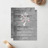 Rosa Valentine Hearts Tree Flache Note Card Mitteilungskarte (Vorderseite/Rückseite Beispiel)