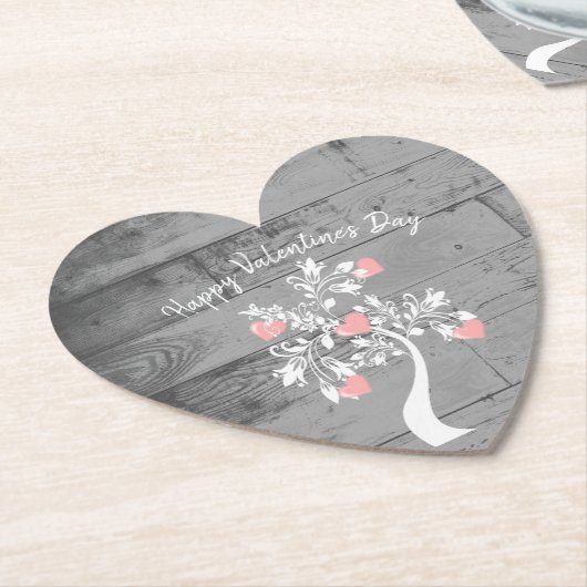 Rosa Valentine Hearts Tree Paper Untersetzer (angewinkelt)