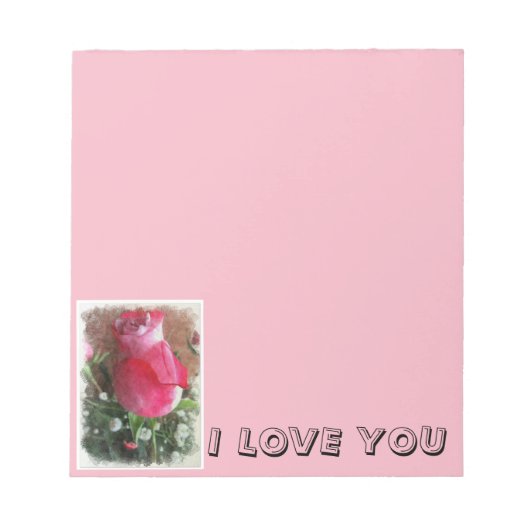 Rosa Valentine-Rose Notizblock (Vorderseite)