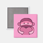 Rosa Valentine Sock Monkey Merchandise Magnet (Vorderseite/Rückseite)