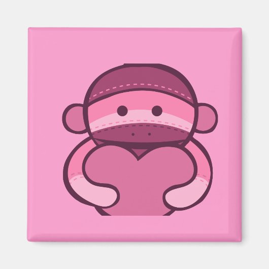 Rosa Valentine Sock Monkey Merchandise Magnet (Vorne)