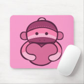 Rosa Valentine Sock Monkey Merchandise Mousepad (Mit Mouse)