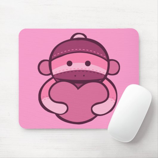 Rosa Valentine Sock Monkey Merchandise Mousepad (Mit Mouse)