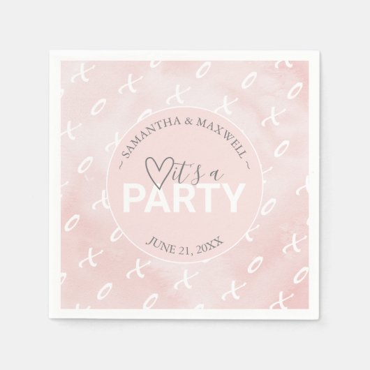 Rosa-Valentine-X's und O's Themed Serviette (Vorderseite)