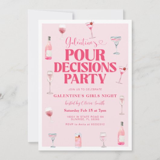 Rosa Valentine's Galentine's Girls Night Party Einladung (Vorderseite)