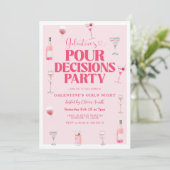Rosa Valentine's Galentine's Girls Night Party Einladung (Stehend Vorderseite)