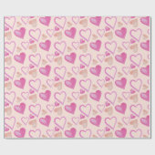 Rosa Valentinherz Wasserfarbe Handgestrichen Geschenkpapier (Flach)