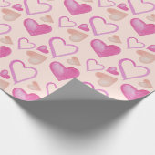 Rosa Valentinherz Wasserfarbe Handgestrichen Geschenkpapier (Ecke)