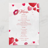 Rosa Valentinskuss Hochzeitsdusche Party Menükarte (Vorderseite)