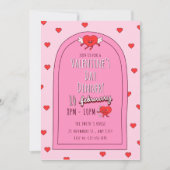 Rosa Valentinstag Abendessen Einladung (Vorderseite)