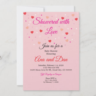 Rosa Valentinstag-Baby-Shower-Einladungen Einladung