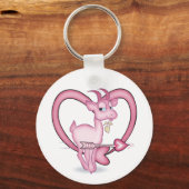 Rosa Valentinstag Cartoon Ziegengeschenk Schlüsselanhänger (Vorderseite)