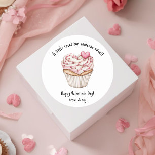 Rosa Valentinstag-Cupcake-Geschenk Favor Runder Aufkleber