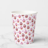 Rosa Valentinstag-Cupcake   Pappbecher (Rückseite)