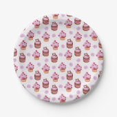 Rosa Valentinstag-Cupcake Pappteller (Vorderseite)