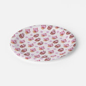 Rosa Valentinstag-Cupcake Pappteller (Schrägansicht)
