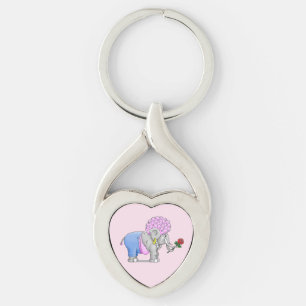 Rosa Valentinstag-Elefant Schlüsselanhänger