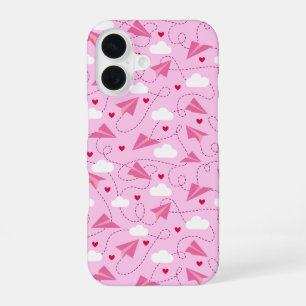 Rosa Valentinstag Fliegende Papierflugzeuge Rote H iPhone 16 Hülle
