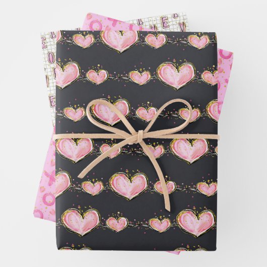 Rosa Valentinstag Geschenkpapier Set (Beispiel)