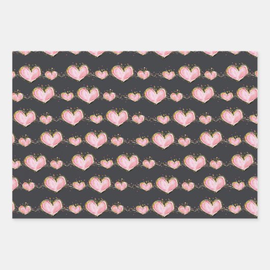 Rosa Valentinstag Geschenkpapier Set (Vorderseite)