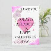 Rosa Valentinstag-Grußkarte | Romantische Liebe Karte (Stehend Vorderseite)