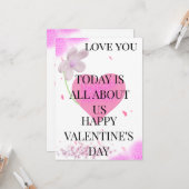 Rosa Valentinstag-Grußkarte | Romantische Liebe Karte (Vorderseite/Rückseite Beispiel)