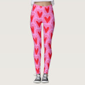 Rosa Valentinstag Herz drucken Leggings (Vorderseite)
