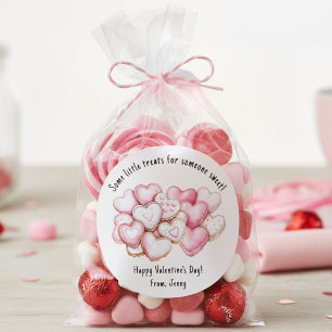 Rosa Valentinstag-Herz-Leckereien Gefallen  Runder Aufkleber