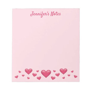 Rosa Valentinstag-Herzen & benutzerdefinierter Tex Notizblock