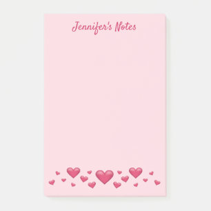 Rosa Valentinstag-Herzen & benutzerdefinierter Tex Post-it Klebezettel