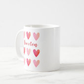 Rosa Valentinstag Herzmuster Kaffeetasse (Vorderseite Links)