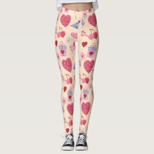 Rosa Valentinstag-Icon-Muster Leggings