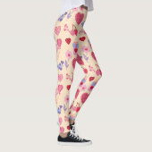 Rosa Valentinstag-Icon-Muster Leggings (Rechts)