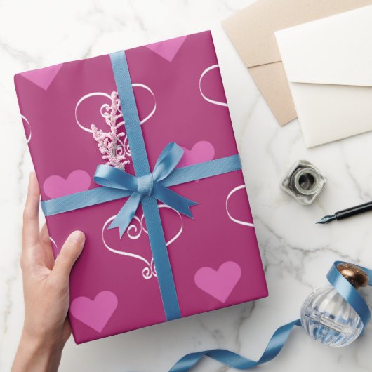 Rosa Valentinstag Liebe Herz Geschenkpapier (Schenken)