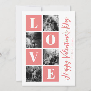 Rosa Valentinstag LOVE Foto-Raster Feiertagskarte