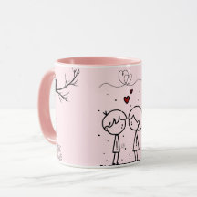 Rosa Valentinstag-Monogramm-Kaffeetasse