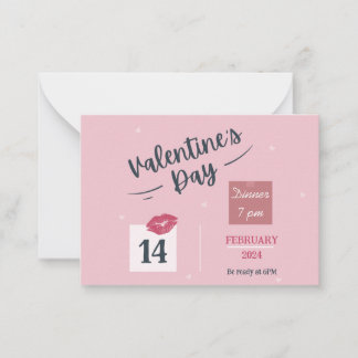 Rosa Valentinstag-Party-Einladung Mitteilungskarte