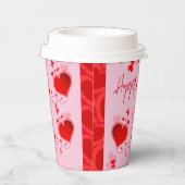 Rosa - Valentinstag Party Rotes Herz Pappbecher (Rechts)