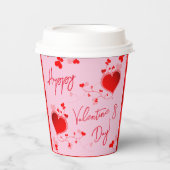 Rosa - Valentinstag Party Rotes Herz Pappbecher (Vorderseite)