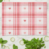 Rosa Valentinstag Romantisches Karo Herz Muster Geschirrtuch (Gefaltet)
