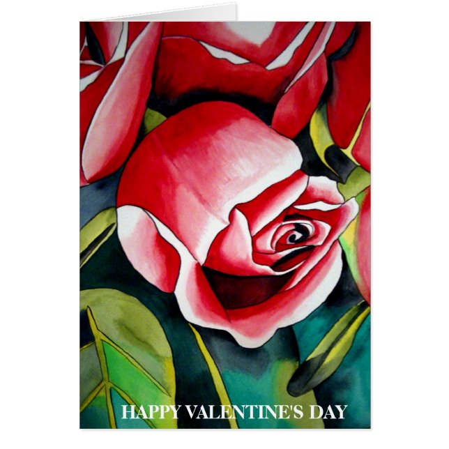 Rosa Valentinstag-Rosenknospe-Karte (Vorne)