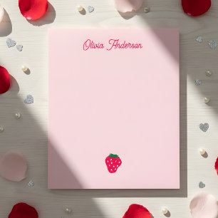 Rosa Valentinstag Strawberry Personalisierter Name Notizblock