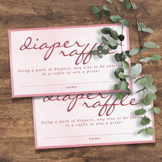 Rosa Valentinstag Teddybär Baby-Party Windel-Raffl Begleitkarte