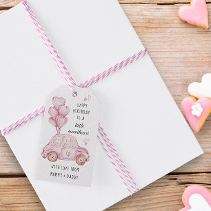 Rosa Valentinstag-Themen-Herzballons und Auto Geschenkanhänger