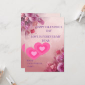 Rosa Valentinstagskarte | Elegant Romantisch Karte (Vorderseite/Rückseite Beispiel)