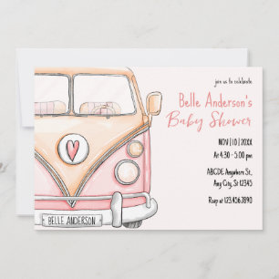 Rosa Van Vintage-Baby-Party Einladung